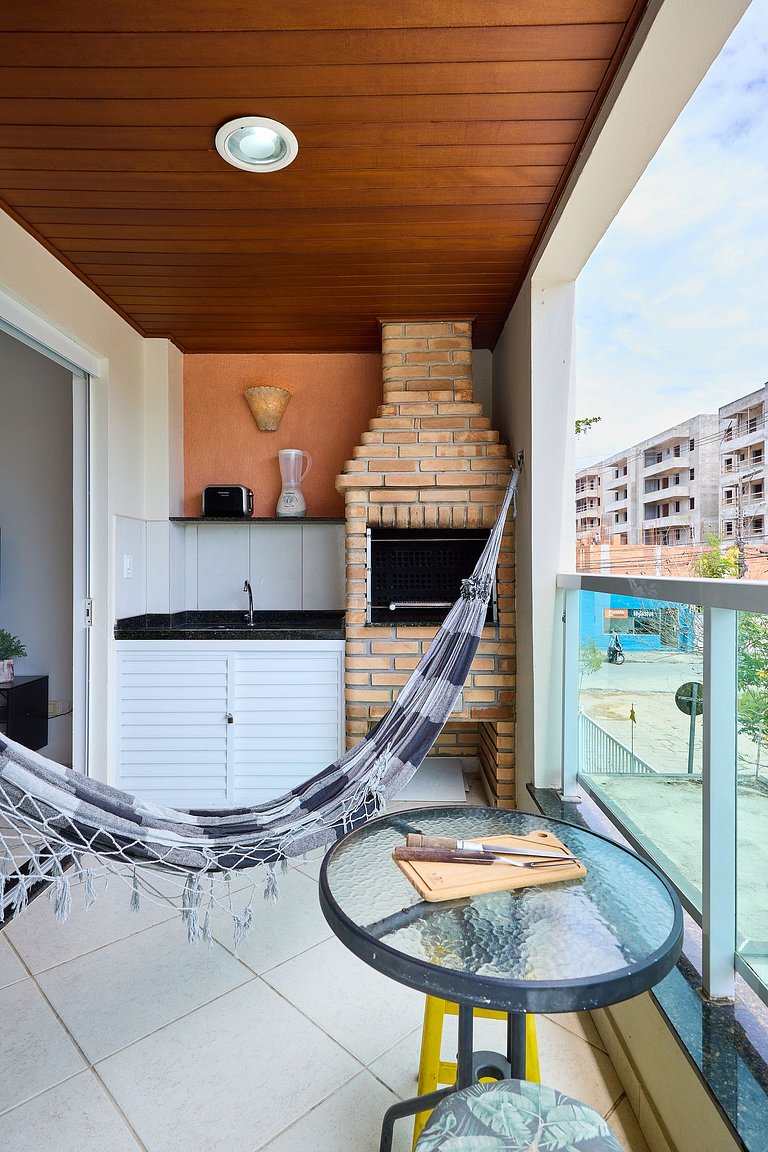 AF-11 Varanda gourmet, ar, piscina, próximo praias