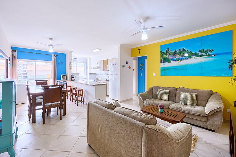 Af-62 Praia Grande Pé na Areia, Ar, 3 Dorm, 8 pessoas