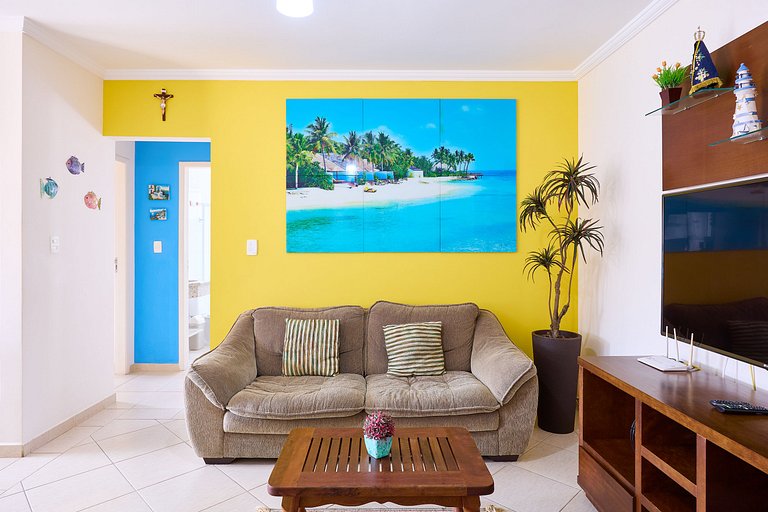 Af-62 Praia Grande Pé na Areia, Ar, 3 Dorm, 8 pessoas