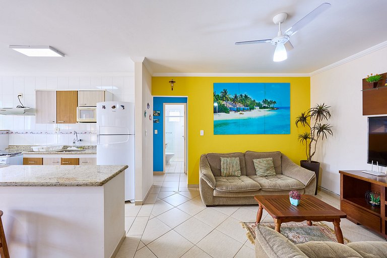 Af-62 Praia Grande Pé na Areia, Ar, 3 Dorm, 8 pessoas