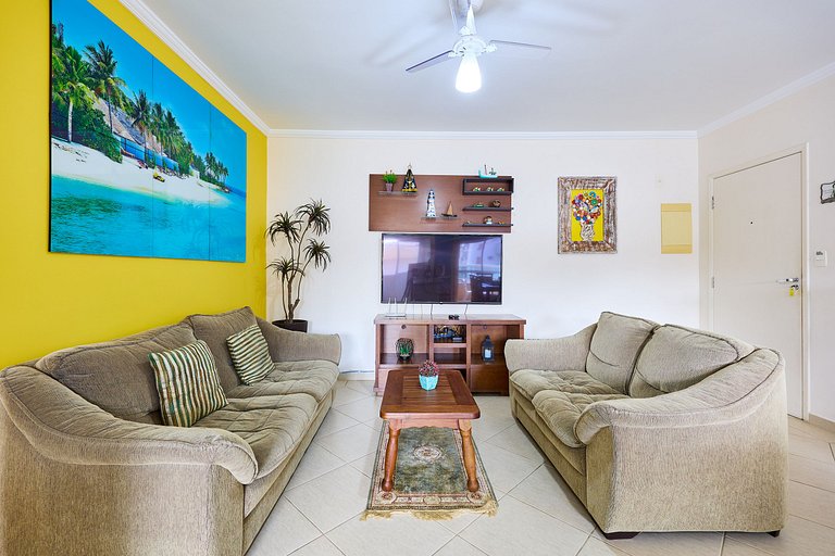 Af-62 Praia Grande Pé na Areia, Ar, 3 Dorm, 8 pessoas