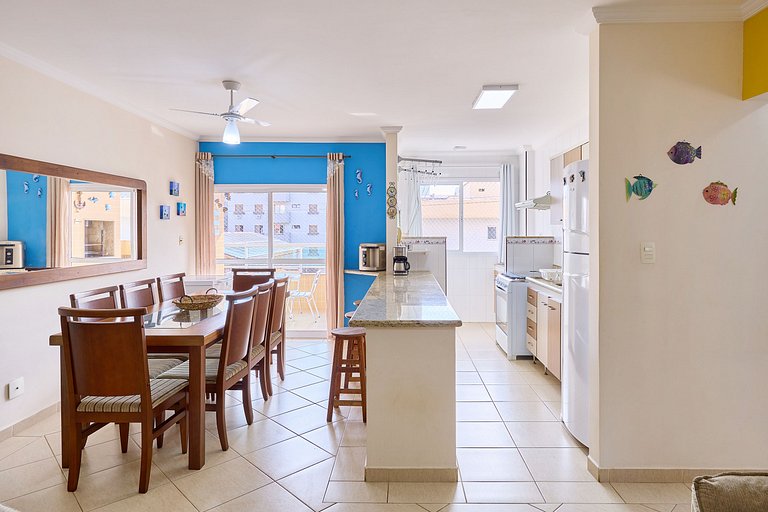 Af-62 Praia Grande Pé na Areia, Ar, 3 Dorm, 8 pessoas
