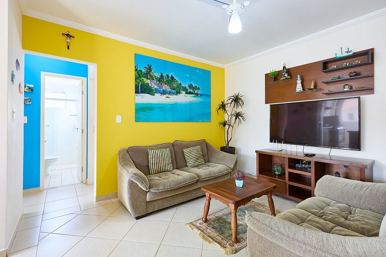 Af-62 Praia Grande Pé na Areia, Ar, 3 Dorm, 8 pessoas