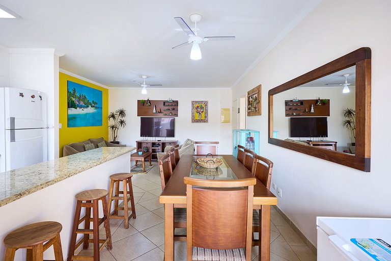 Af-62 Praia Grande Pé na Areia, Ar, 3 Dorm, 8 pessoas