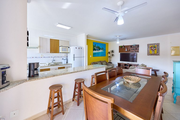 Af-62 Praia Grande Pé na Areia, Ar, 3 Dorm, 8 pessoas
