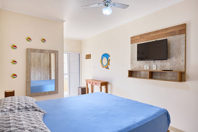 Af-62 Praia Grande Pé na Areia, Ar, 3 Dorm, 8 pessoas