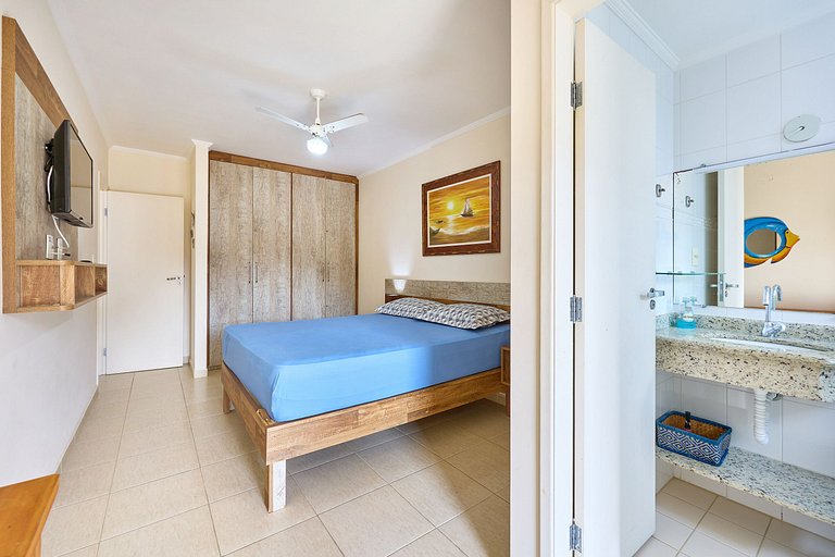 Af-62 Praia Grande Pé na Areia, Ar, 3 Dorm, 8 pessoas