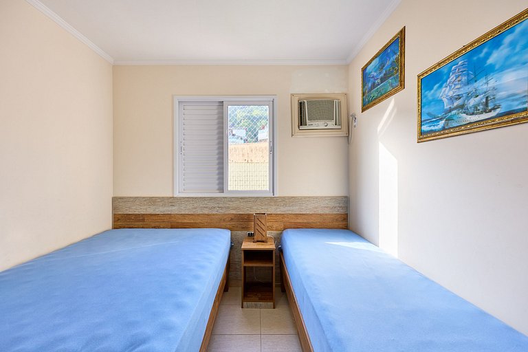 Af-62 Praia Grande Pé na Areia, Ar, 3 Dorm, 8 pessoas