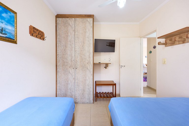 Af-62 Praia Grande Pé na Areia, Ar, 3 Dorm, 8 pessoas