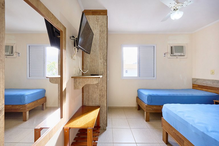 Af-62 Praia Grande Pé na Areia, Ar, 3 Dorm, 8 pessoas