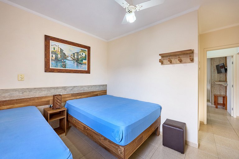 Af-62 Praia Grande Pé na Areia, Ar, 3 Dorm, 8 pessoas