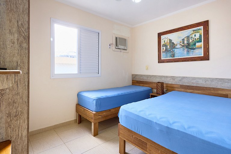 Af-62 Praia Grande Pé na Areia, Ar, 3 Dorm, 8 pessoas