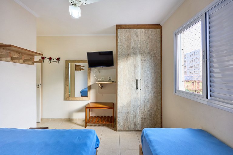 Af-62 Praia Grande Pé na Areia, Ar, 3 Dorm, 8 pessoas