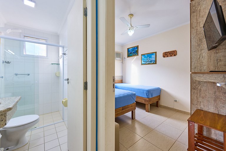 Af-62 Praia Grande Pé na Areia, Ar, 3 Dorm, 8 pessoas