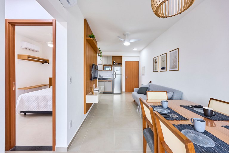 Itaguá: Apto Novo c/ Piscina, Varanda e Ar Cond.