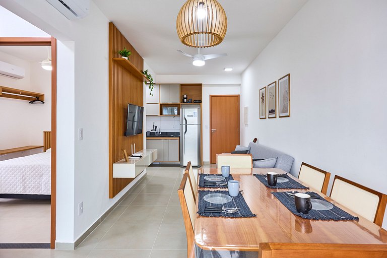 Itaguá: Apto Novo c/ Piscina, Varanda e Ar Cond.