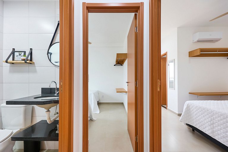 AF-80 Itaguá: Apto Novo c/ Piscina, Varanda e Ar