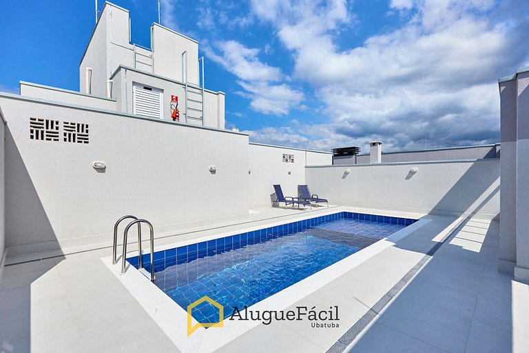 Itaguá: Apto Novo c/ Piscina, Varanda e Ar Cond.
