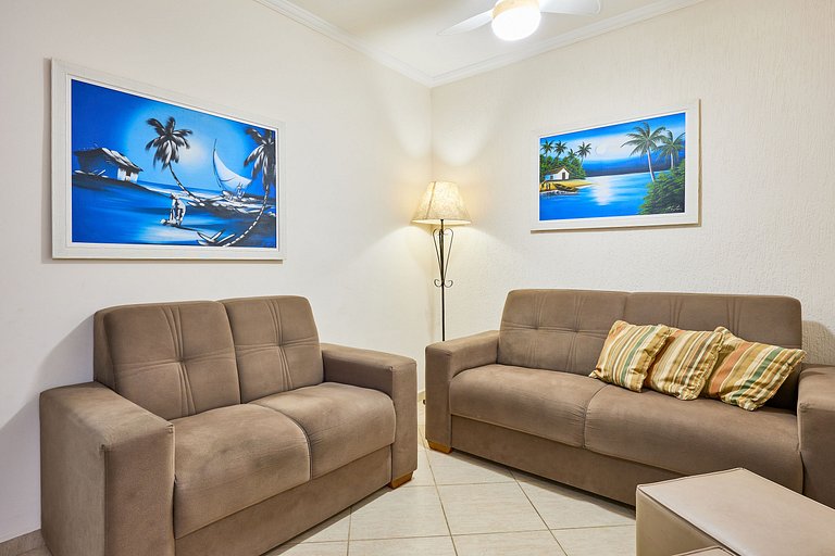 Af-14 Praia Grande Pé na Areia, Ar, 2 Dorm