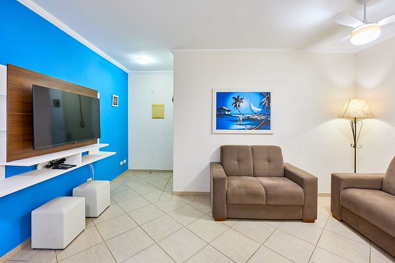 Af-14 Praia Grande Pé na Areia, Ar, 2 Dorm